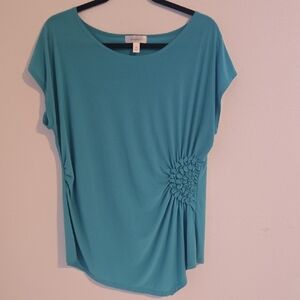 Avenue Women's Teal Gathered Blouse